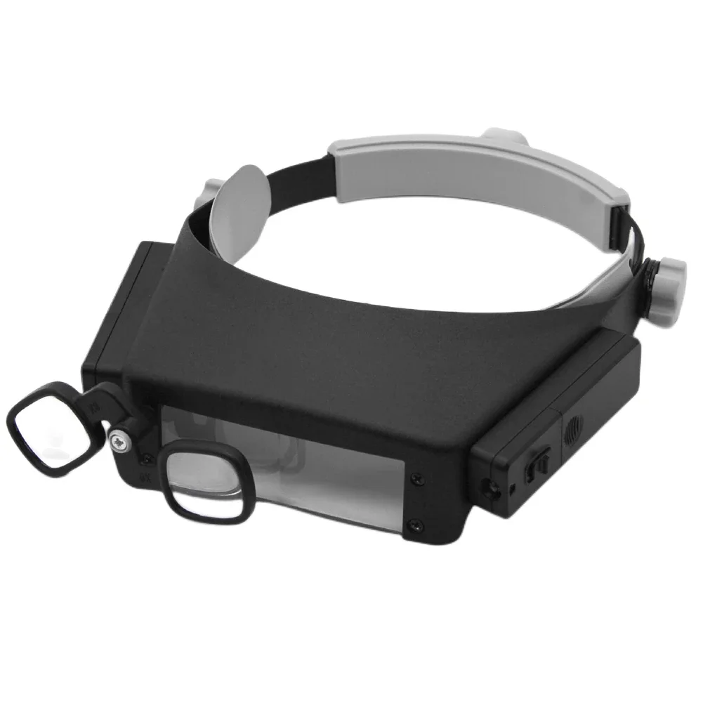 Headband Magnifier 1.5X 3X 7.5X 9X 11X 17X Loupe Head Magnifying Glass Lens Jewelry Watch Repair Watchmaker Magnifier with 2LED