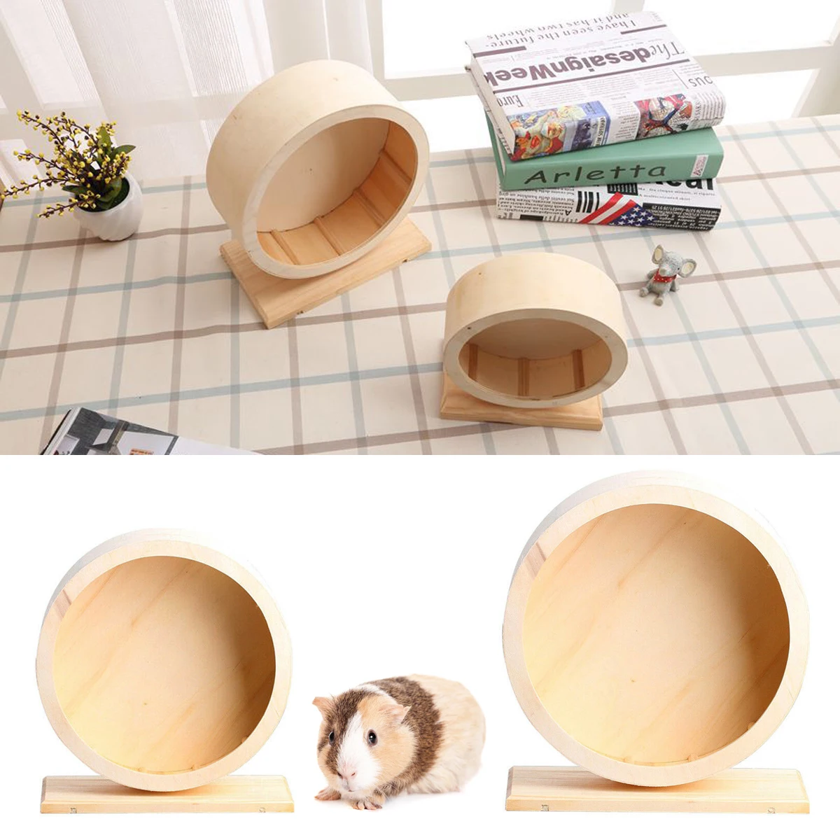 

Solid Wood Mute Stand Running Wheel Hamster Guinea Pig Dutch Pig Toys Spinning Wheel Pet Exercise Fitness