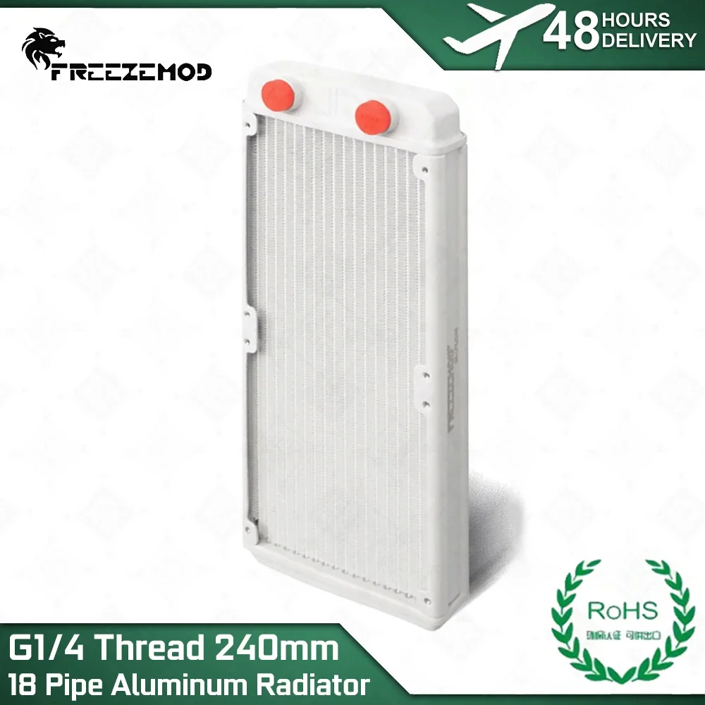 FREEZEMOD 240mm Aluminum Radiator 18pcs Pipe G1/4 Threaded Interface White Heat Dissipation and PC Water Cooling MOD SR-LPZJ240