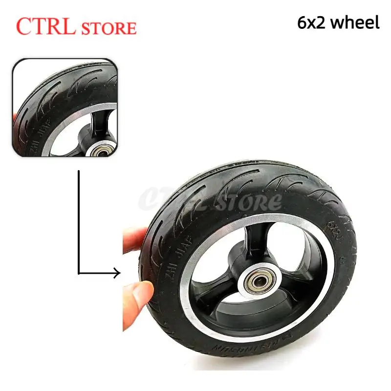 Premium 6 Inch 6X2 Solid Tires with Hub Set for Electric Scooters - Durable Replacement Wheels for Scooter Users