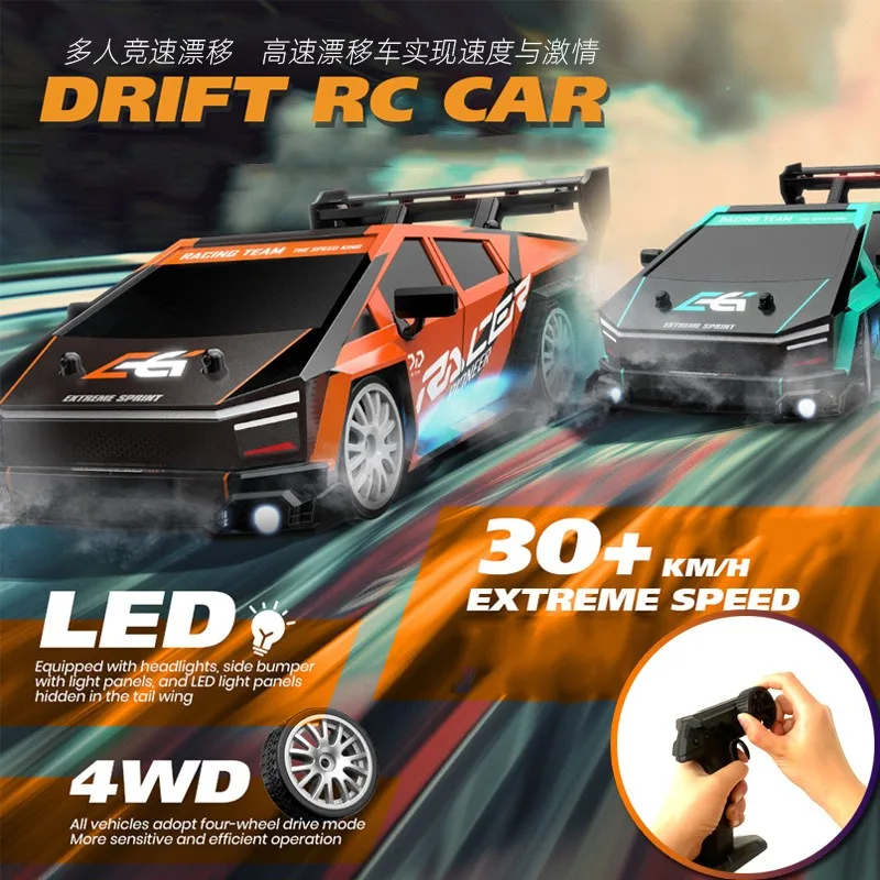 

New 30km/h High-speed 2.4G Remote Control Car Model, 1:24 Full Scale 4WD Drive Drift Racing Car, Electric GTR Modified Kids Toys