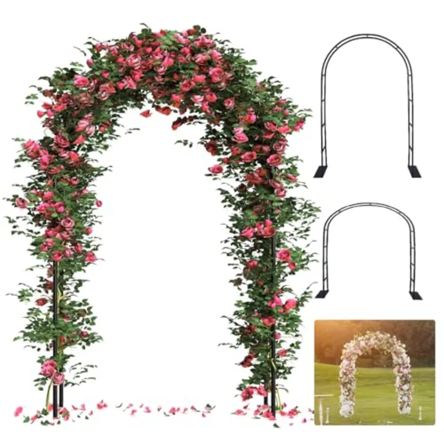 

Garden arch trellis for climbing plants and wedding decoration, thickened metal tube, black, stable outdoor structure with 4.6×