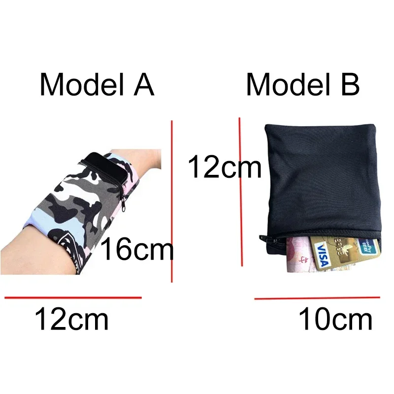 Mini polsino borsa sportiva palestra borsa da polso ciclismo Badminton Tennis fascia per il sudore tasca con cerniera esecuzione cambio telefono