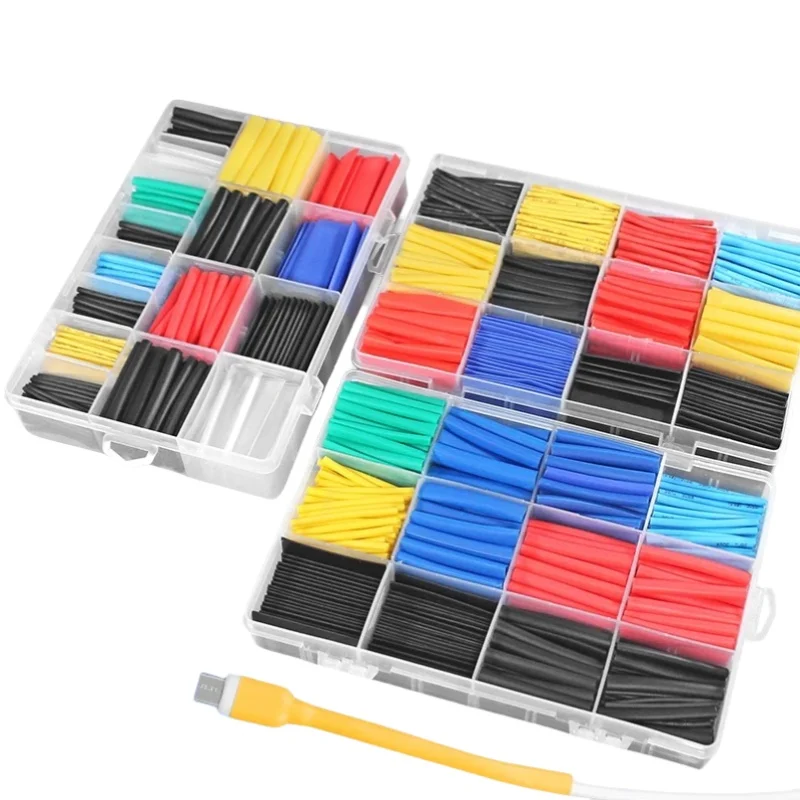 Tubo termorretráctil 2:1, 127/164/328/140/530/560/580/780 Uds., manguito aislante de poliolefina surtido, envoltura de manguito de Cable