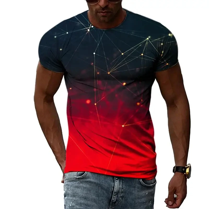 Fashion Men\'s T-shirt Multidimensional Graphic Tee For Men Casual 3D Print Harajuku Personality Round Neck Short Sleeve Top