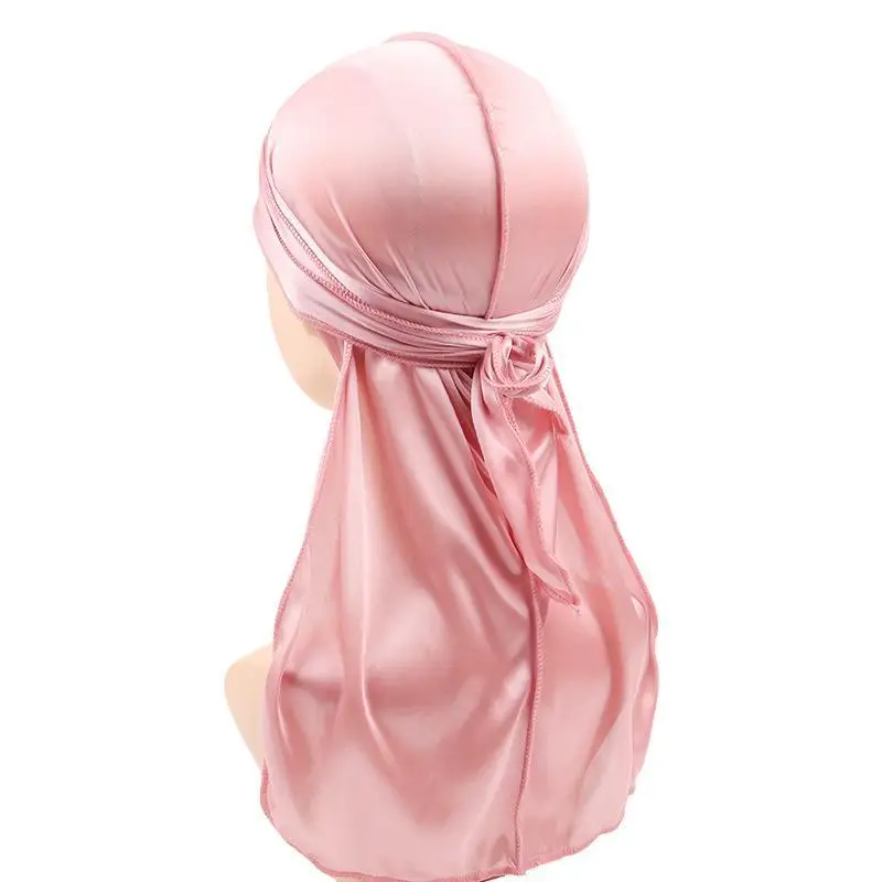 Seidenweicher Satin-Durag für Männer, Du-Rag-Mütze mit langem Schleppenband, glatter Seidenkopfwickel für Wellen und Zöpfe, atmungsaktiver Haarschutz – Detail 2