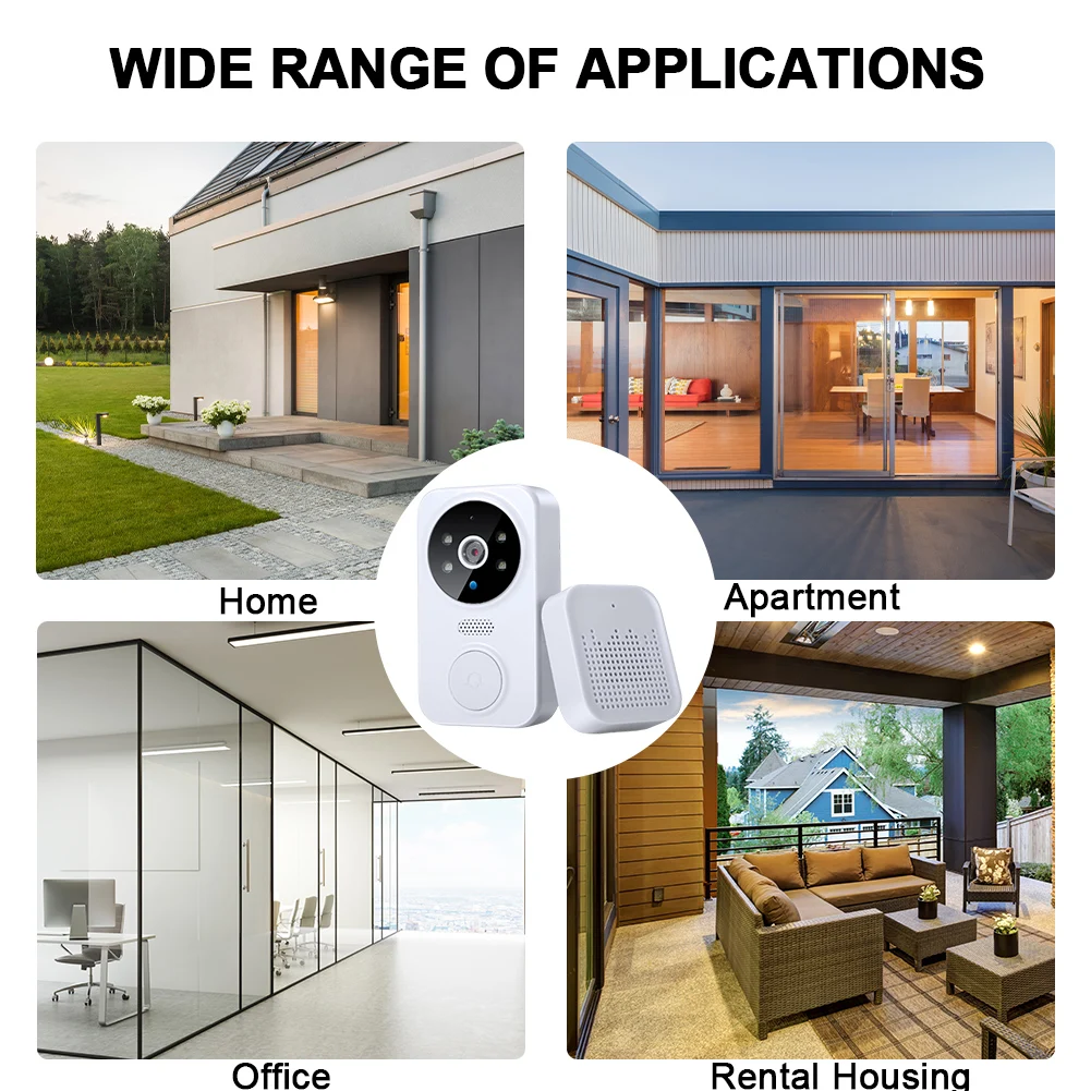 Campanello audio WiFi wireless Visione notturna IR Campanello per porta di sicurezza domestica intelligente Telefono Sistema citofonico bidirezionale Monitor per telecamera HD