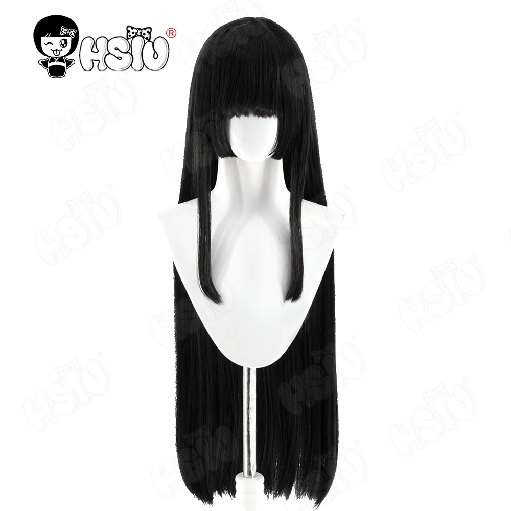 Rinko Shirokane شعر مستعار تأثيري الألياف شعر مستعار اصطناعي 「HSIU」 80CM شعر مستعار أسود طويل + غطاء شعر مستعار أنيمي بانج دريم! شعر مستعار تأثيري #4