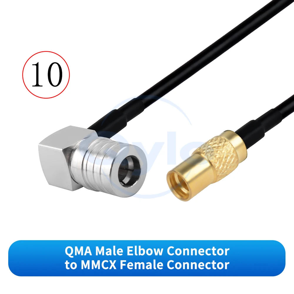QMA to MMCX RF Adapter Cable Male/Female Angled Connectors RG174 Coaxial Cable 0-6GHz QMA to MMCX (1 pcs)