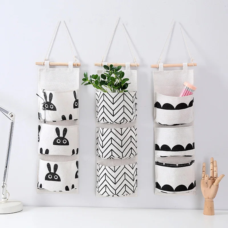 Wall Closet Storage Bag 3 Grids Wall Hanging Storage Bag Organizer Toy Container Decor Pocket Pouch Toy Good Bag Storage Bag