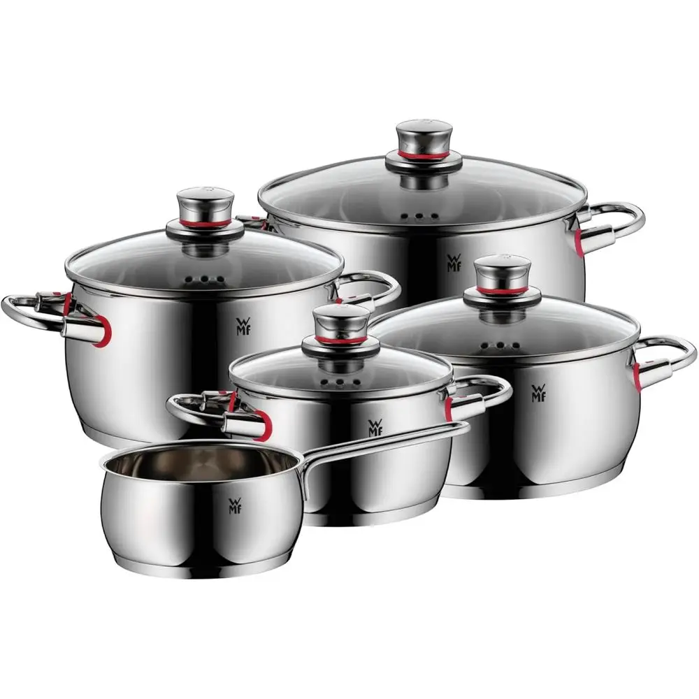 

Pot Set 5-Piece Quality One Steam Vent Glass Lid Cromargan® Stainless Steel Polished Suitable for Induction Hobs Dishwasher-Safe