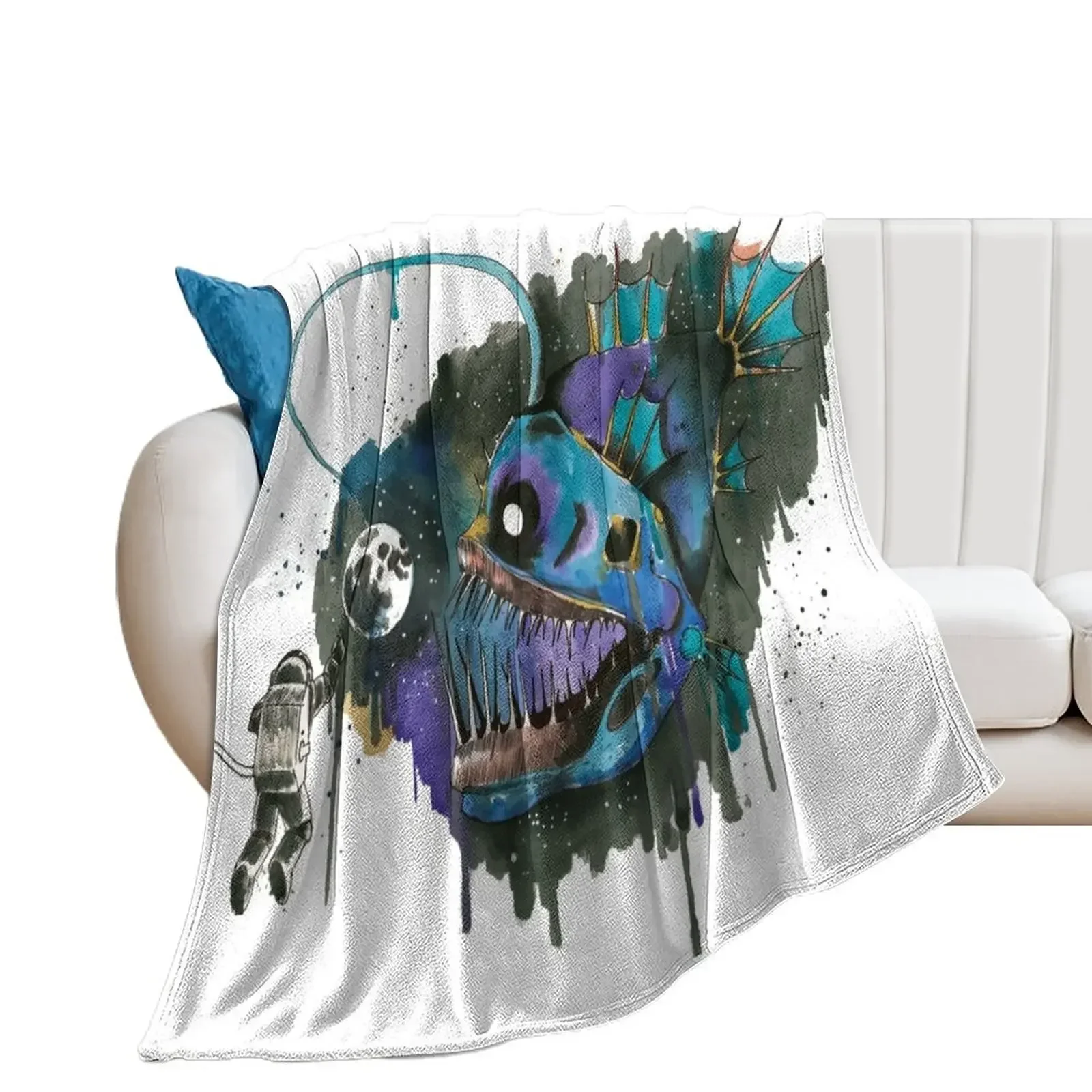 anglerfish Throw Blanket Flannel Fabric Multi-Purpose Nap Blankets