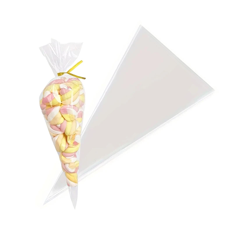 Bolsa transparente de dulces con lazos con cremallera para galletas, aperitivos, bolsa de almacenamiento de cocina, regalos, recuerdos de fiesta, bolsa de embalaje TMZ, 50/100/200 Uds. ﻿