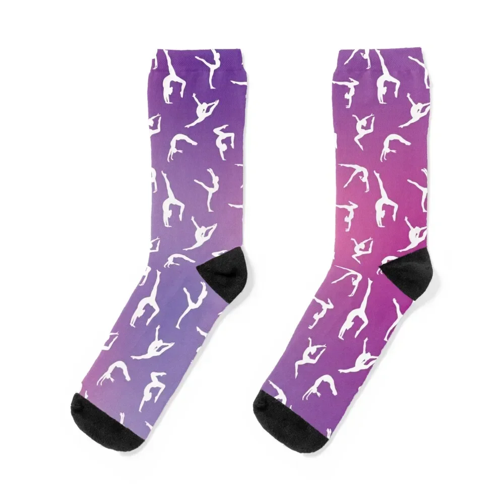 

Gymnast Dancer Pink Purple Collage Socks new year hip hop floral cycling Socks Women Men's