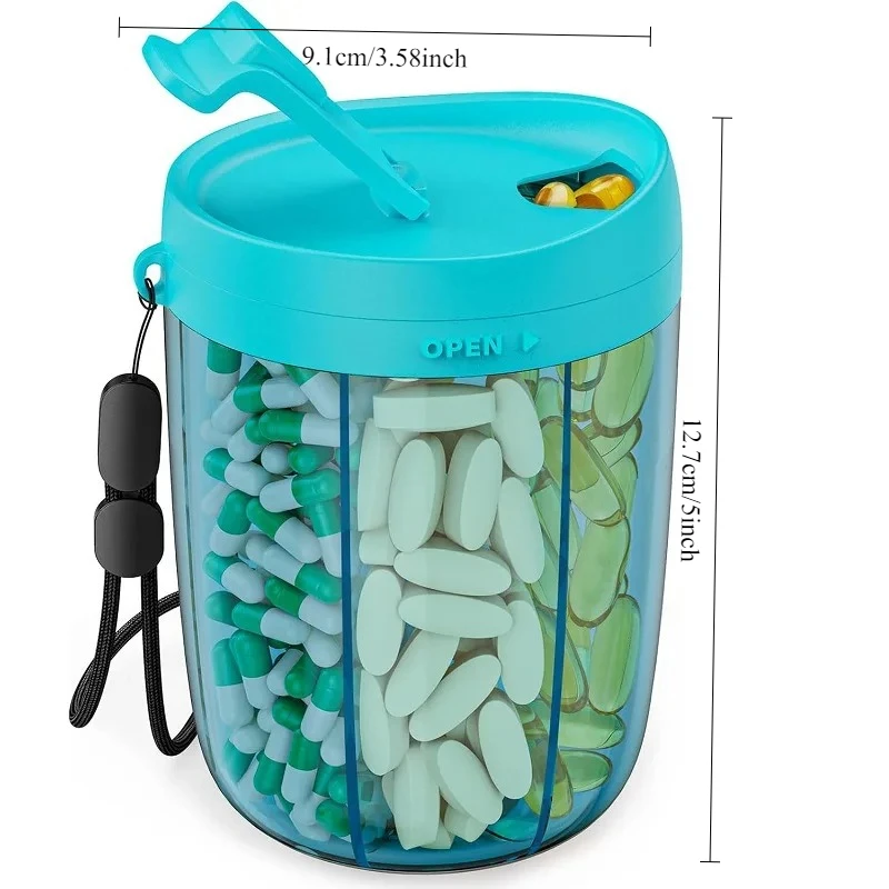 Premium Airtight Pill Storage Containers - PP Plastic Transparent Canisters with Moisture Proof Lock for Dry Goods & Medicine