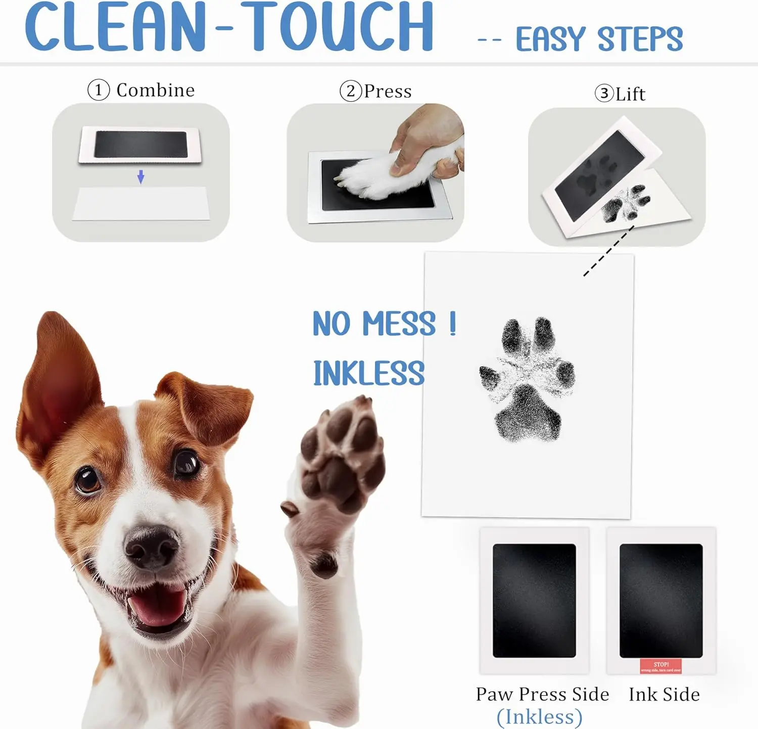 Safe Non-toxic Baby Footprints Handprint No Touch Skin Inkless Ink Pads Kits for 0-10 Months Newborn Pet Dog Footprint Souvenir
