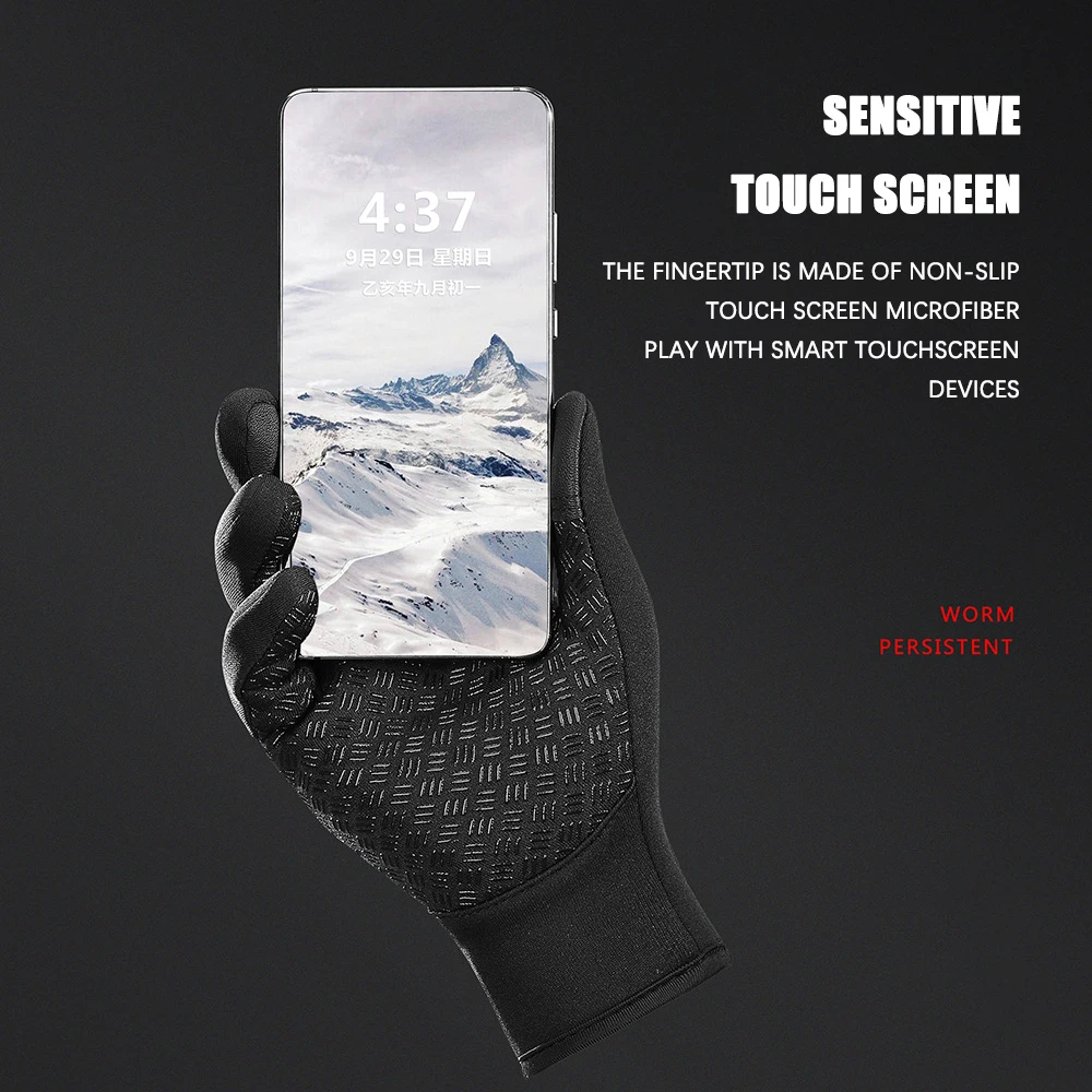 Men Women Cycling Winter Warm Sport Gloves Touchscreen Outdoor Fishing Splash-proof Skiing Snowboard Nonslip Zipper Gloves