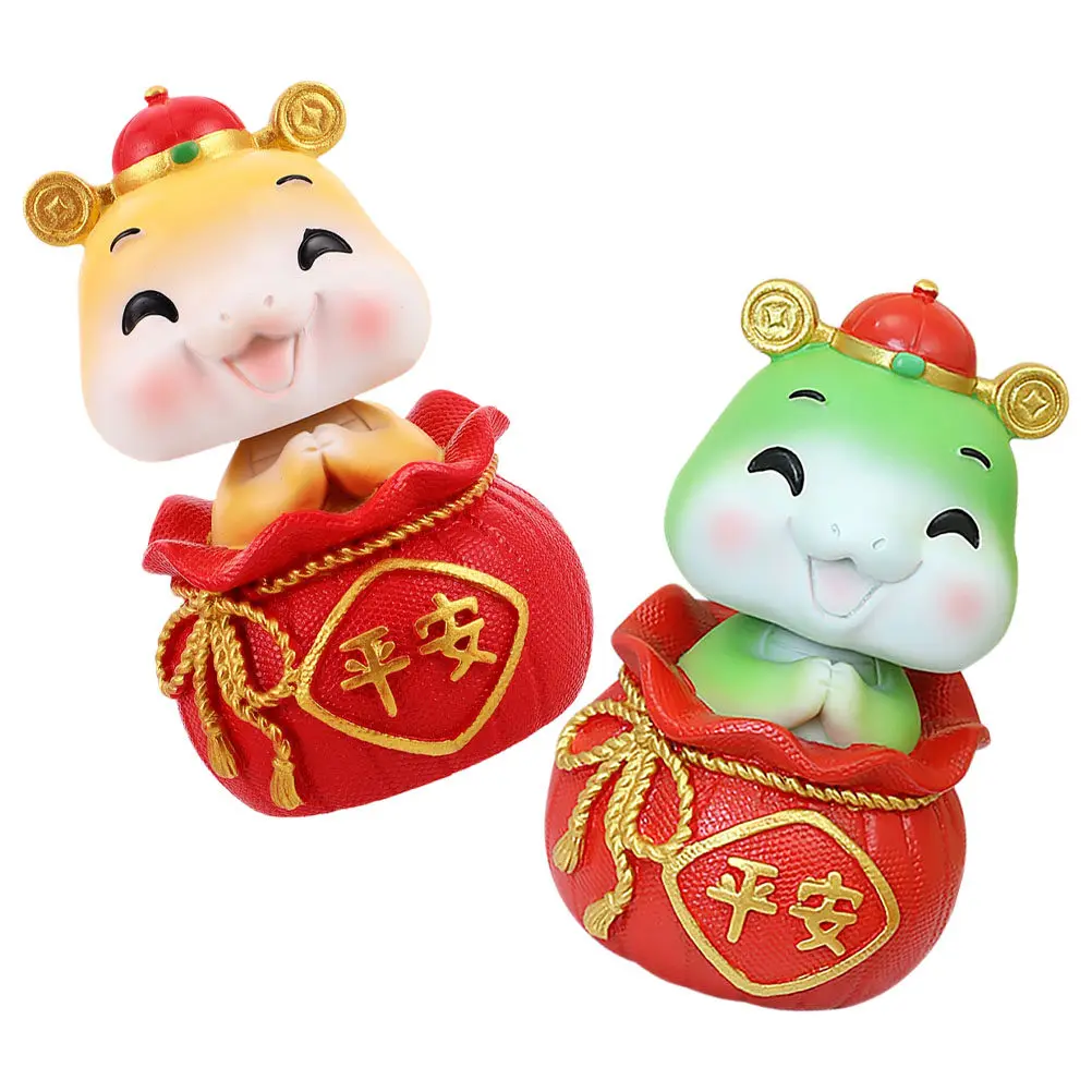 2Pcs Bobblehead Snake Car Dashboard Ornament Cute Resin Lunar New Year Decoration Lucky Chinese Zodiac Snake Year 2025