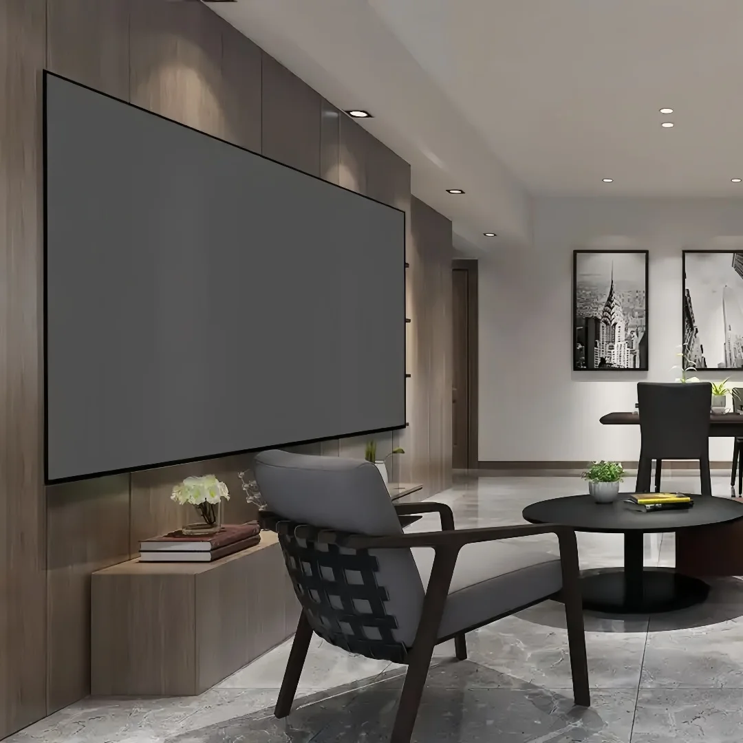 2026 Baru 150 "16:9 8K Layar Proyektor Fresnel Fleksibel Proyeksi Bingkai Tetap Dipasang Di Dinding Anticahaya Dalam 3 Arah