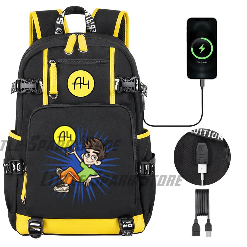 Cartoon blue Влад a4 Бумага backpack High capacity USB School teenager student school bag Children Boy Girl Schoolbag