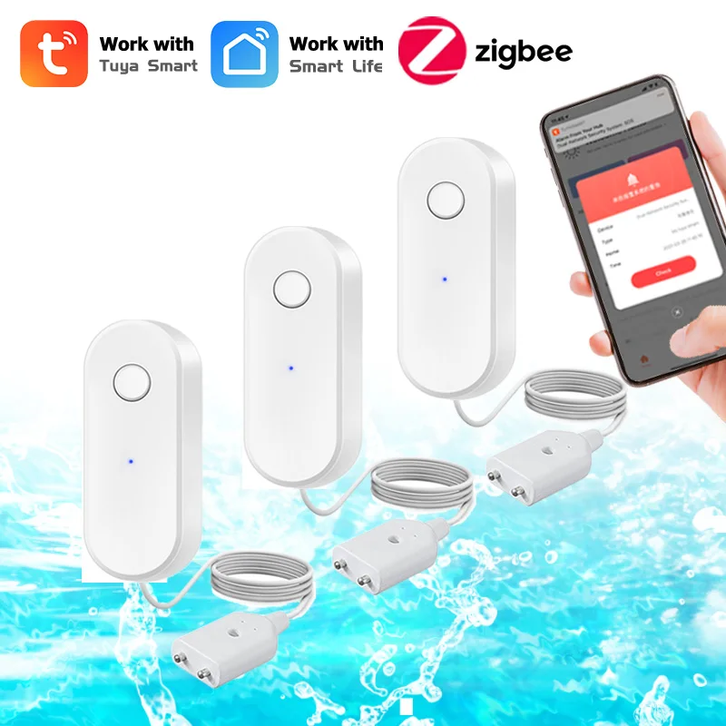 

Датчик воды Tuya Zigbee, домашняя охранная сигнализация, детектор утечки, оповещение о наводнении, обнаружение переполнения, приложение Smart Life, дистанционное управление