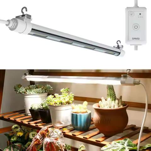 T8 Grow Lights for Indoor Plants, 2FT 4000K Full Spectrum, 25W 195W Equivalent LED Grow Light Strips with 4Level Dimmable, Auto