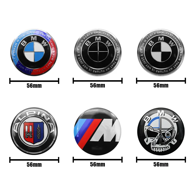 4PCS 56mm Wheel Center Hub Cap Badge wheel Sticker decoration For BMW M M3 M5 M6 X3 E46 E90 E39 F10 F20 F30 G20 E60 E36