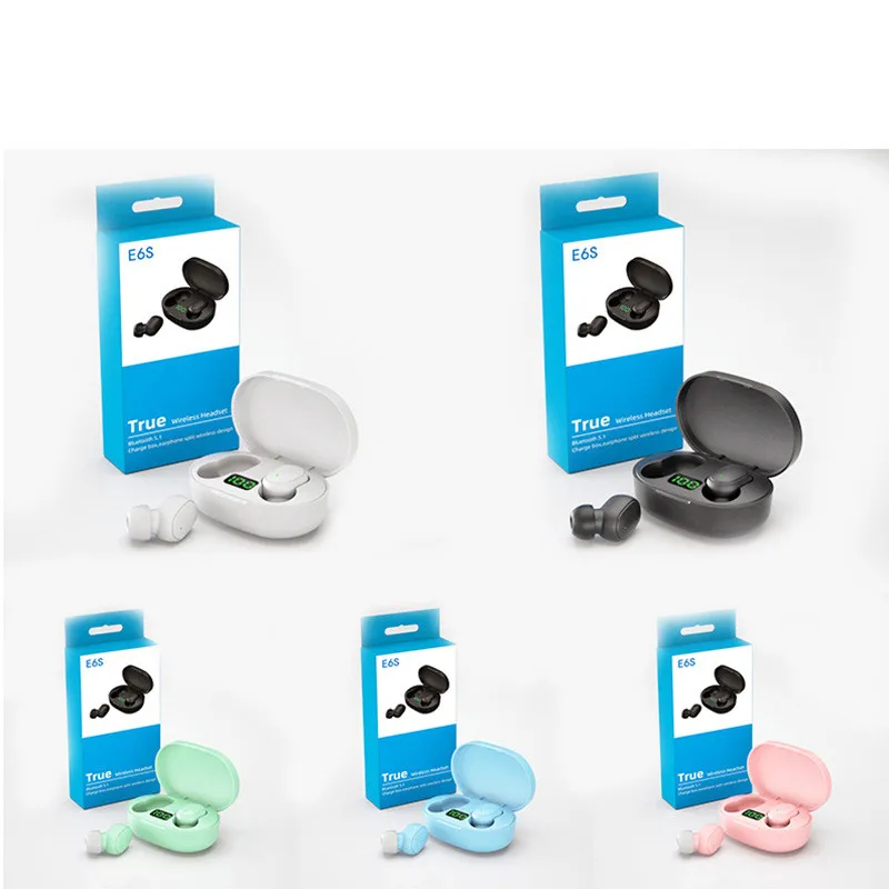 Fones de ouvido Bluetooth sem fio com microfone E6S TWS Headphones Redução de ruído Headset Lenovo Handsfree Earbuds Air Pro