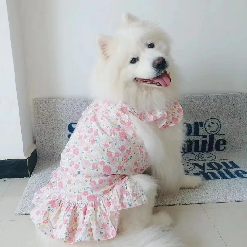 Princess Wind Floral Dress Large Dog Dog Summer Thin Clothes