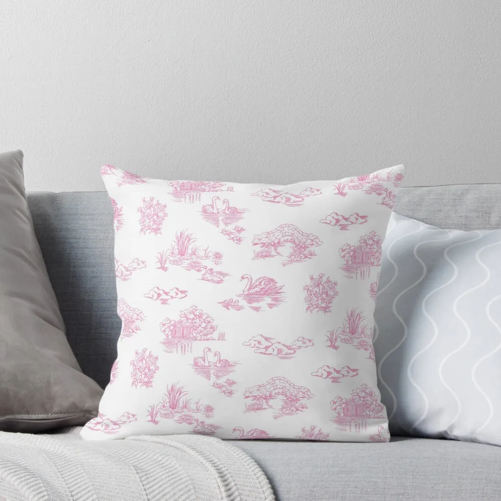 

Swan lake Toile de Jouy PINK Throw Pillow Marble Cushion Cover christmas decorations 2025 Decorative Sofa Cushions pillow