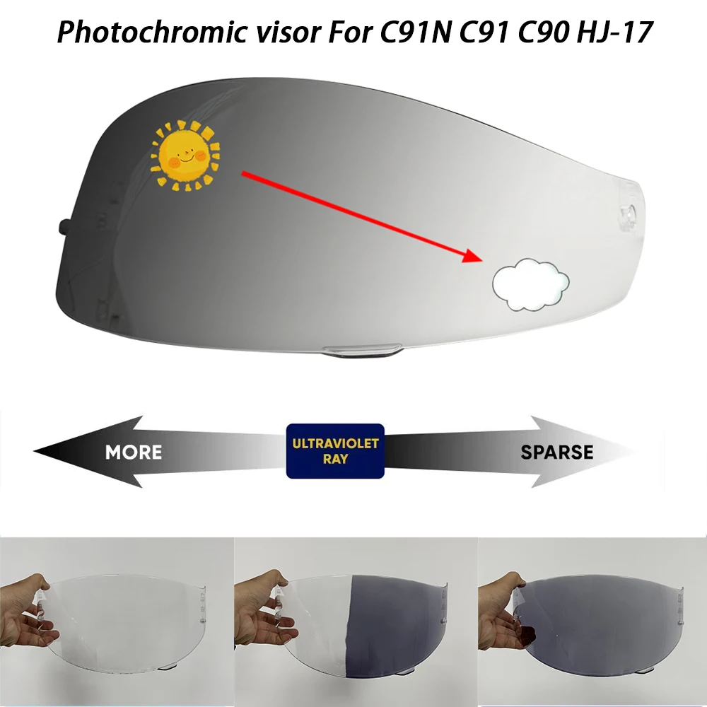 Motorcycle Helmet Photochromic Visor Fit for HJC C91N HJ-17 C91 C90 Helmet Visors Automatically hromic Lens