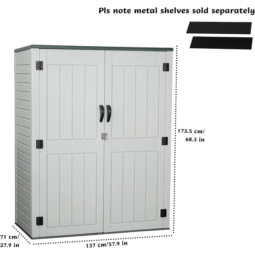 Storage Shed, 60 Cuft Garden Tool Sheds & Outdoor Storages, 5.6 X 2.3 Ft Backyard Outside Lawn Mower Storage Shed