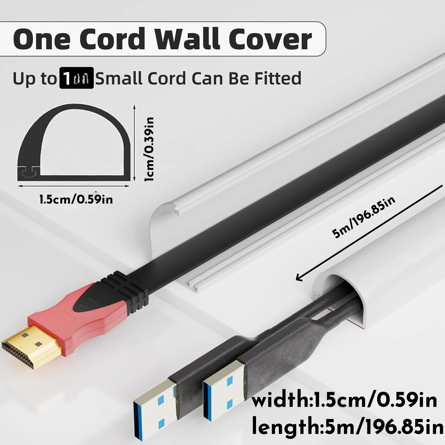 Self-Adhesive Wall Cord Raceway Flexible Cable Management PVC Wall Mount Wire Cover Home Office Wiring Accessories