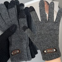 Winter Autumn Warm Men Knitted Gloves Touch Screen Solid Color Gloves Cold Resistance Windproof Outdoor Skiing Cycling Mittens