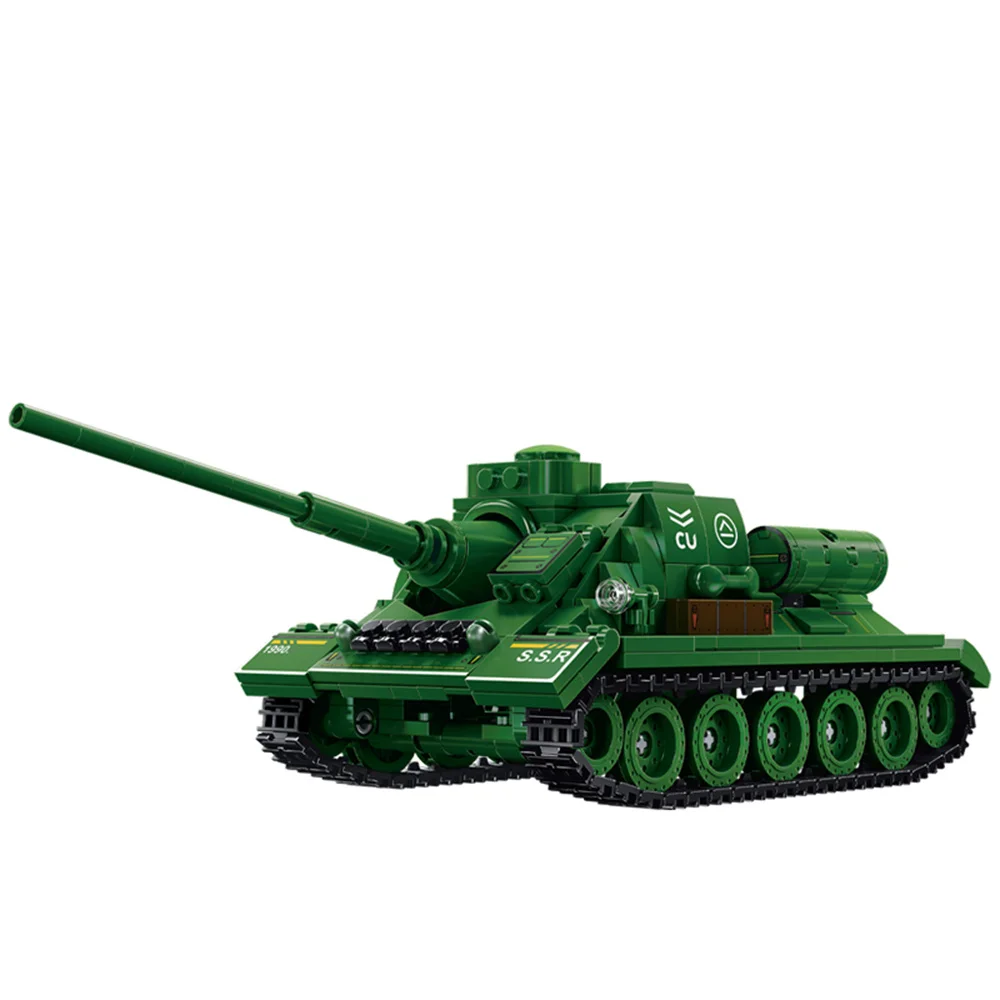 

Военные WW2 MOC Army Su-100 Tank Destroyer, фигурки солдат, строительные блоки, набор кирпичей для детей, игрушки