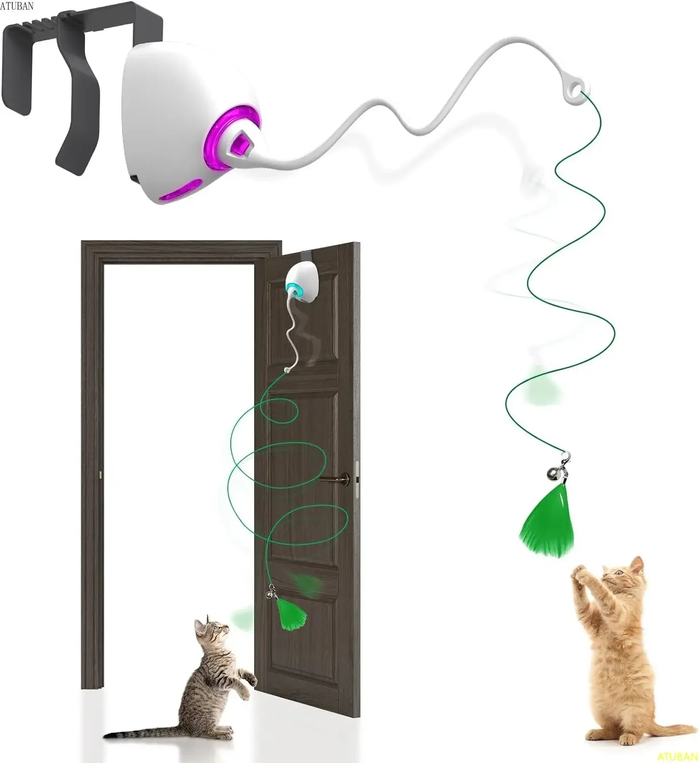 Hanging Electric Feather Toys for Indoor Cats,Retractable Teaser Toy, Automatic Exercise Kitten Toys