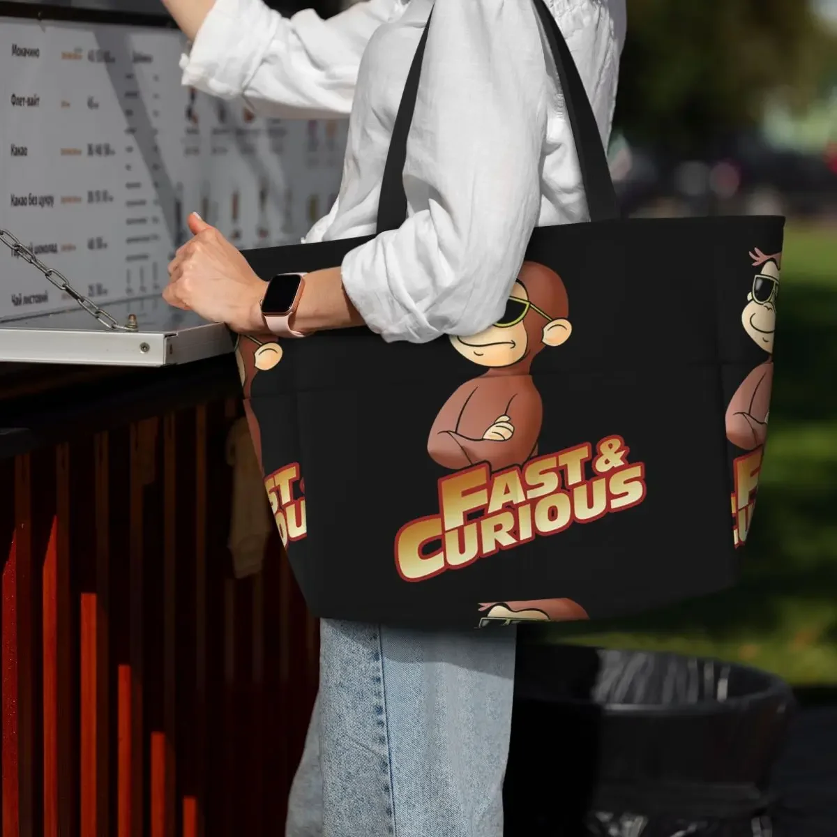 Curious George FAST AND CURIOUS V2 Beach Tote Bag Sport Gym Yoga Duffle Large Tote Bag Women Travel Bag Fitness bag