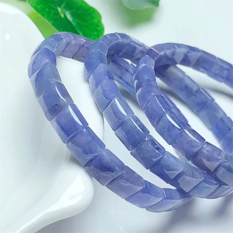 Natural Tanzanite Bangle Crystal Healing Stone Stretch Polychrome Gemstone For Women Birthday Present Lover Gift 1pcs 6MM