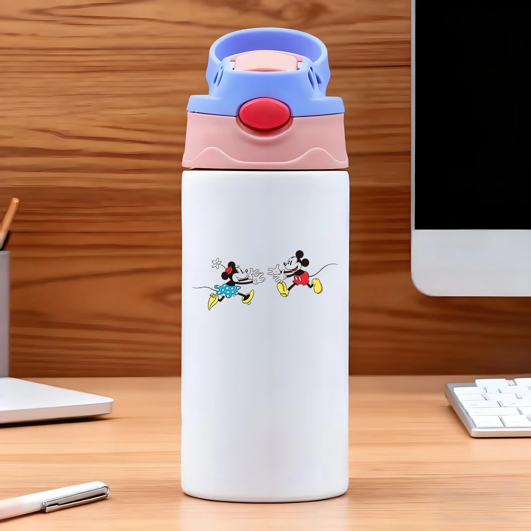

Disney vacuum cup with classic Mickey and Minnie cartoon characters 304 stainless steel cartoon straw cup childrens water cup