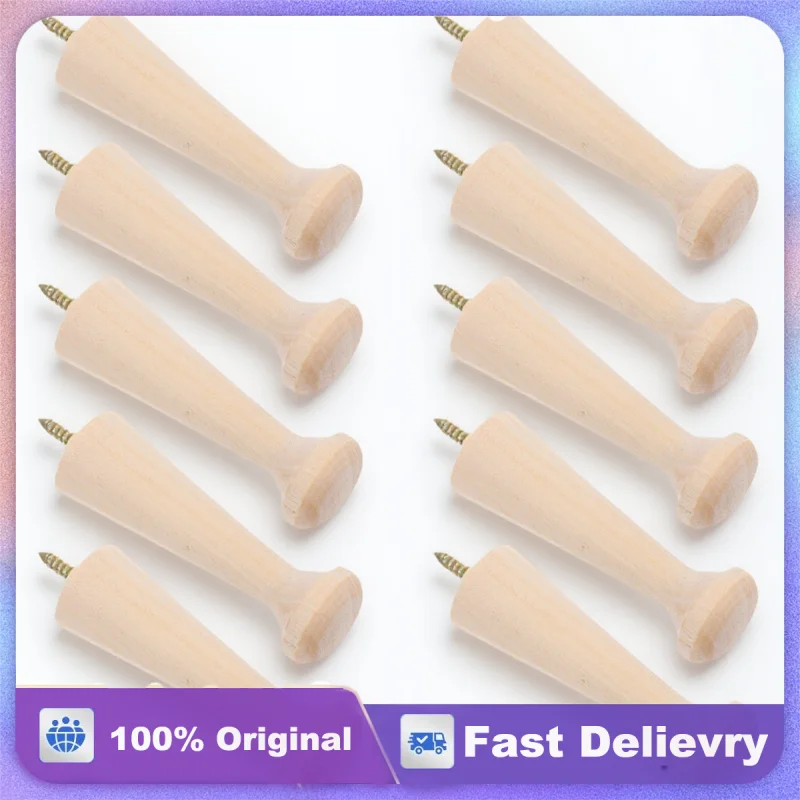 

10pcs Wall Hooks Solid Wood Coat Hanger Screw In Shaker Pegs Hat Rack Screw Pegs Storage Sewing Tools Clothes Organizer