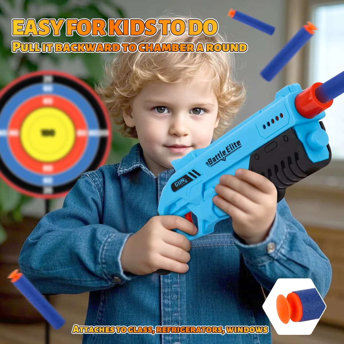 Outdoor Duurzaam Soft Bullet Blaster Handmatig Schuim Dart Launcher Battle Toy, Speelpistool voor jongens en meisjes, Halloween Kerstcadeaus