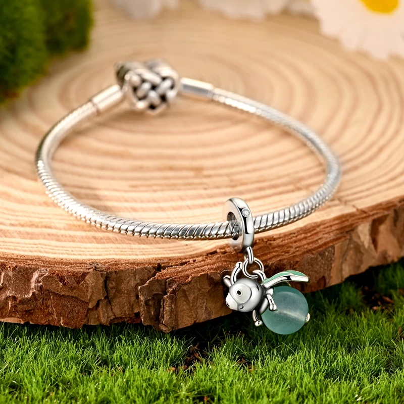 925 Sterling Silver Q Version Luminous Firefly Charms Pendant For Women Fit Original Bracelet DIY Birthday Party Jewelry Gifts