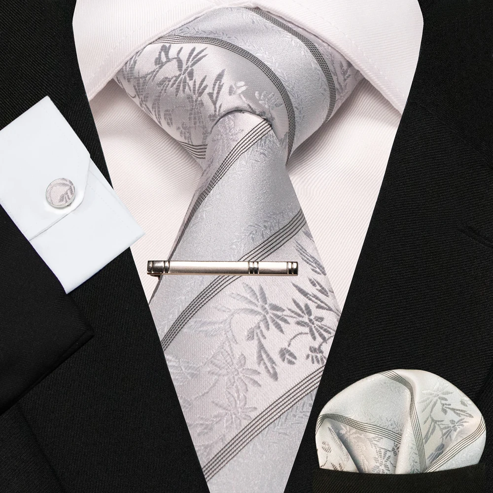 8cm Seidenkrawatten für Herren, grün-schwarze Krawatten, kariert, gestreift, Krawatten-Set mit Einstecktuch, Manschettenknöpfen und Krawattenklammern, für Hochzeit, Business, Party. – Detail 21