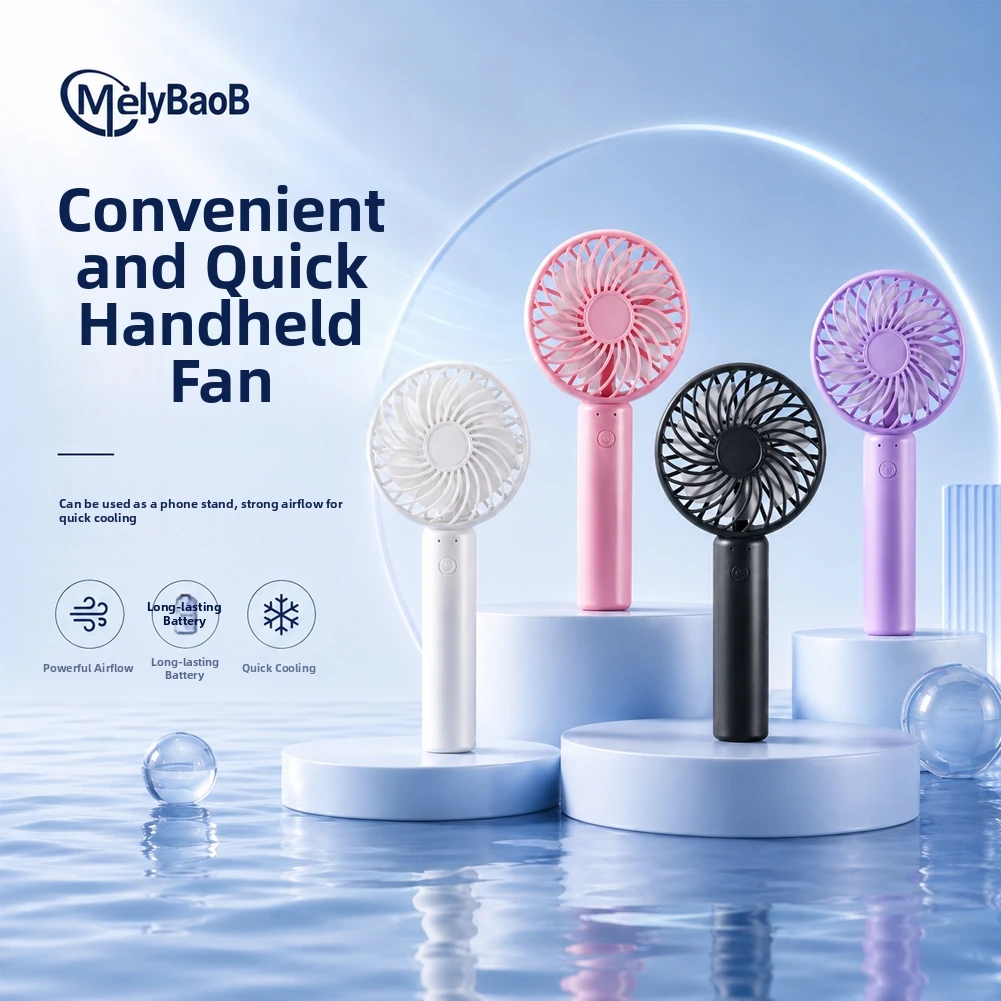 MelyBaoB Portable Handheld Mini Fan with Phone Holder, 3000mAh USB Rechargeable Personal Fan, 3 Speeds  Small Pocket Fan
