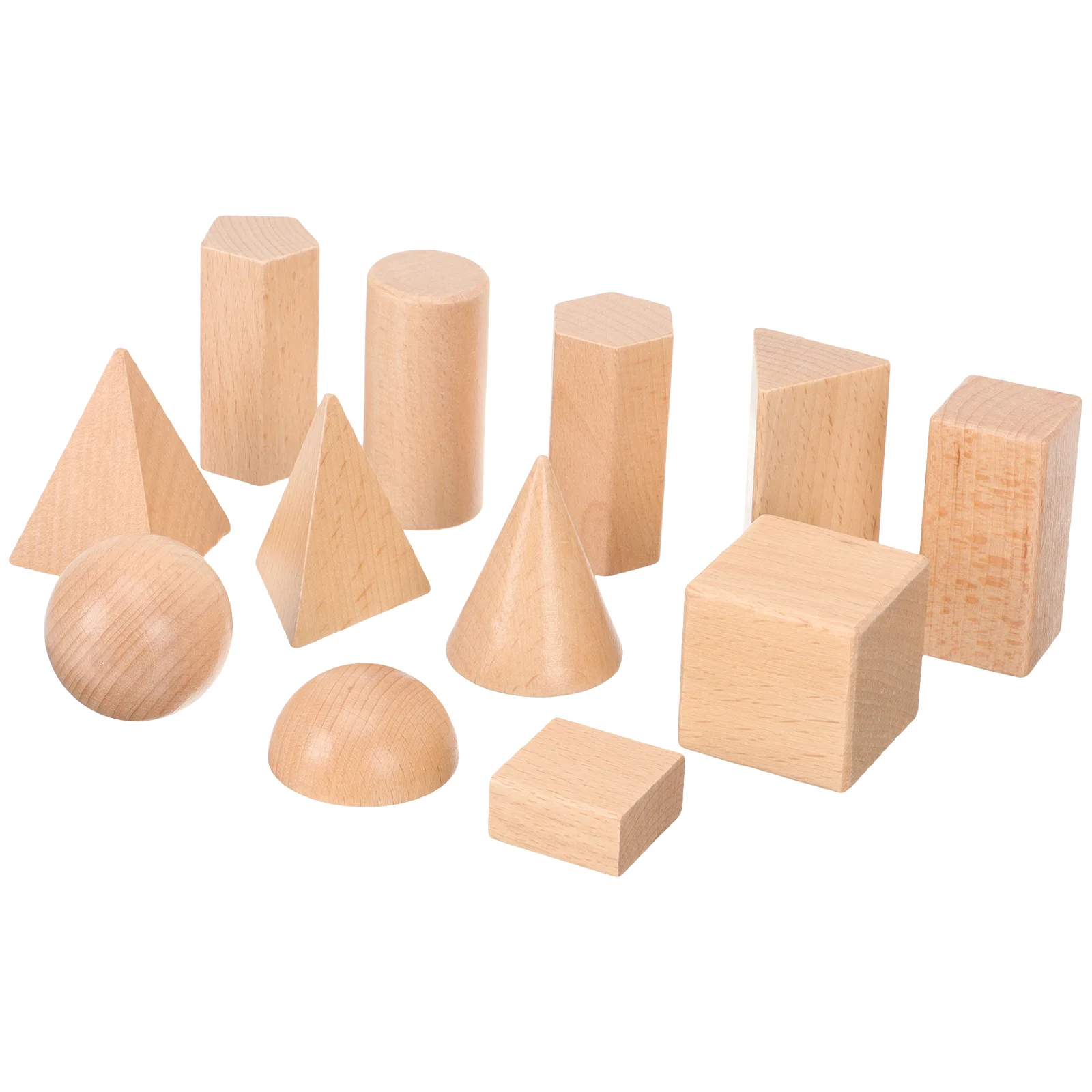 12 Pcs Geometry Model Tools for Kids 3d Shapes Geometric Toy Math Kindergarten Materials Wooden Manipulatives Primary School