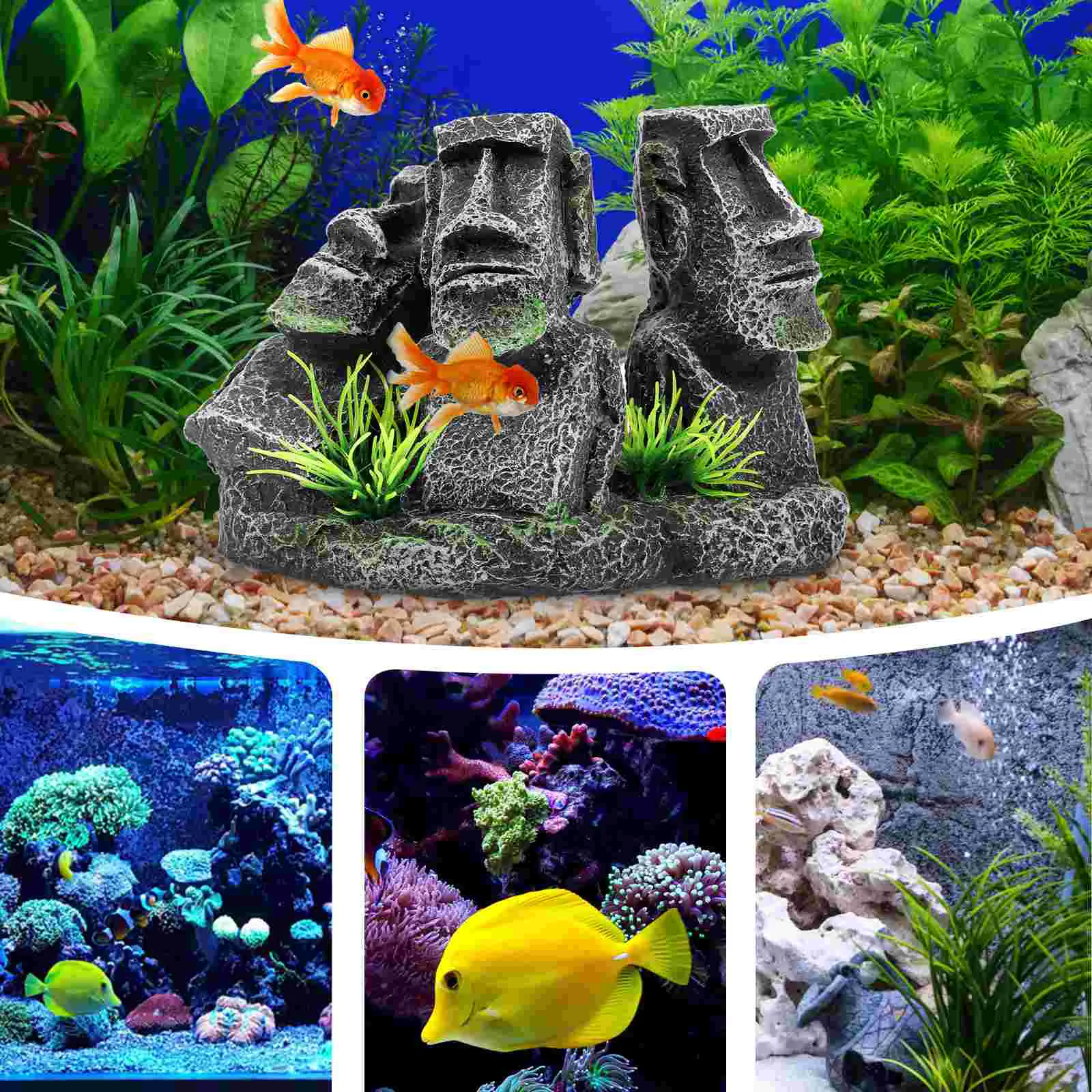 Freshwater Stone Statue Aquarium Ornaments Fish Tanks Large Decorations Resin Supplies Accessories