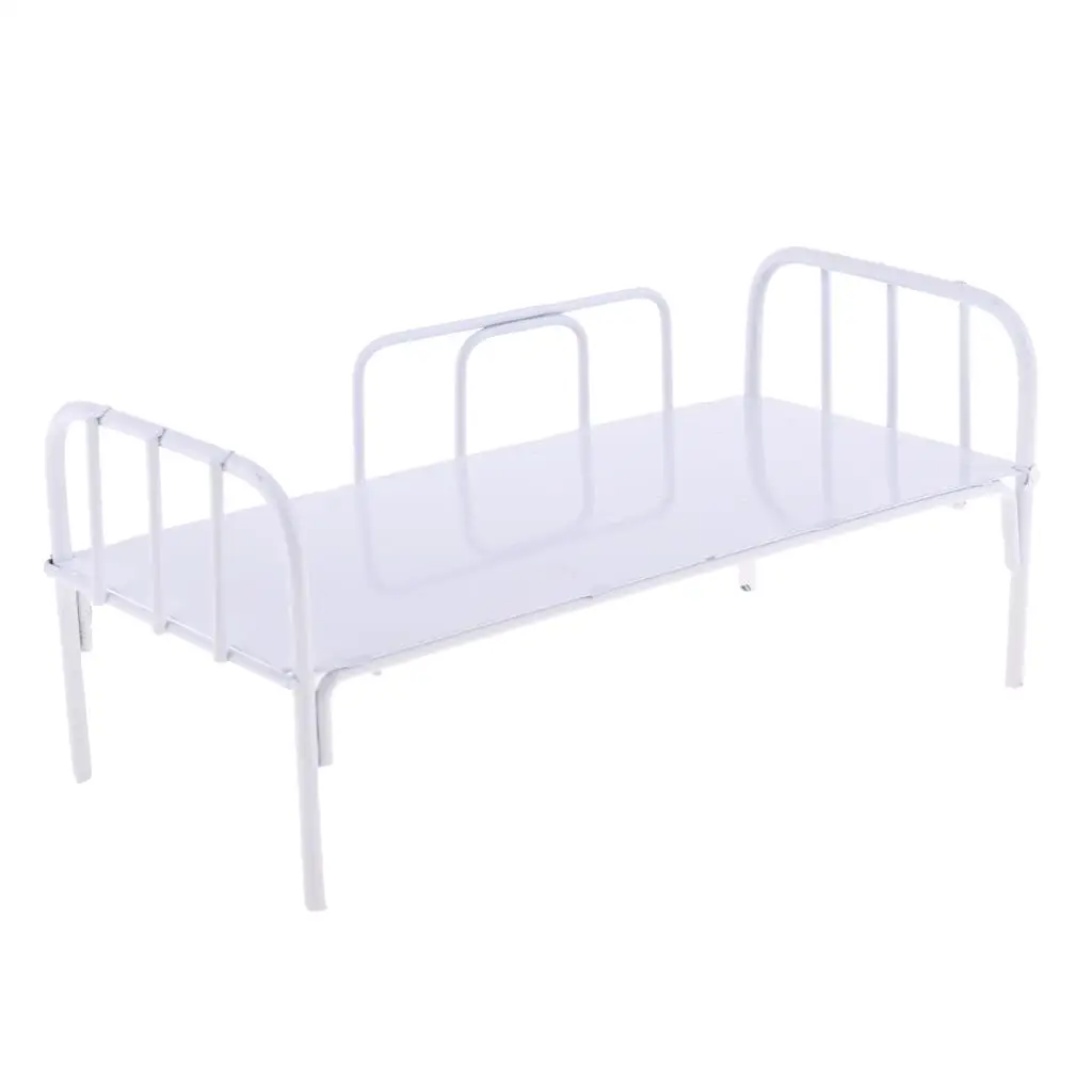 

Dollhouse Miniature Iron Bed White Handcrafted Bedroom Furniture Accessory for 1 12 Scale Dollhouse Decor