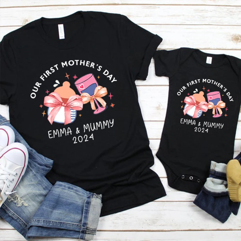 

Our First Mothers Day Custom New Mom Gift Mothers Day Shirt Matching Mothers Day Gift for Mom Kids Clothes Girls