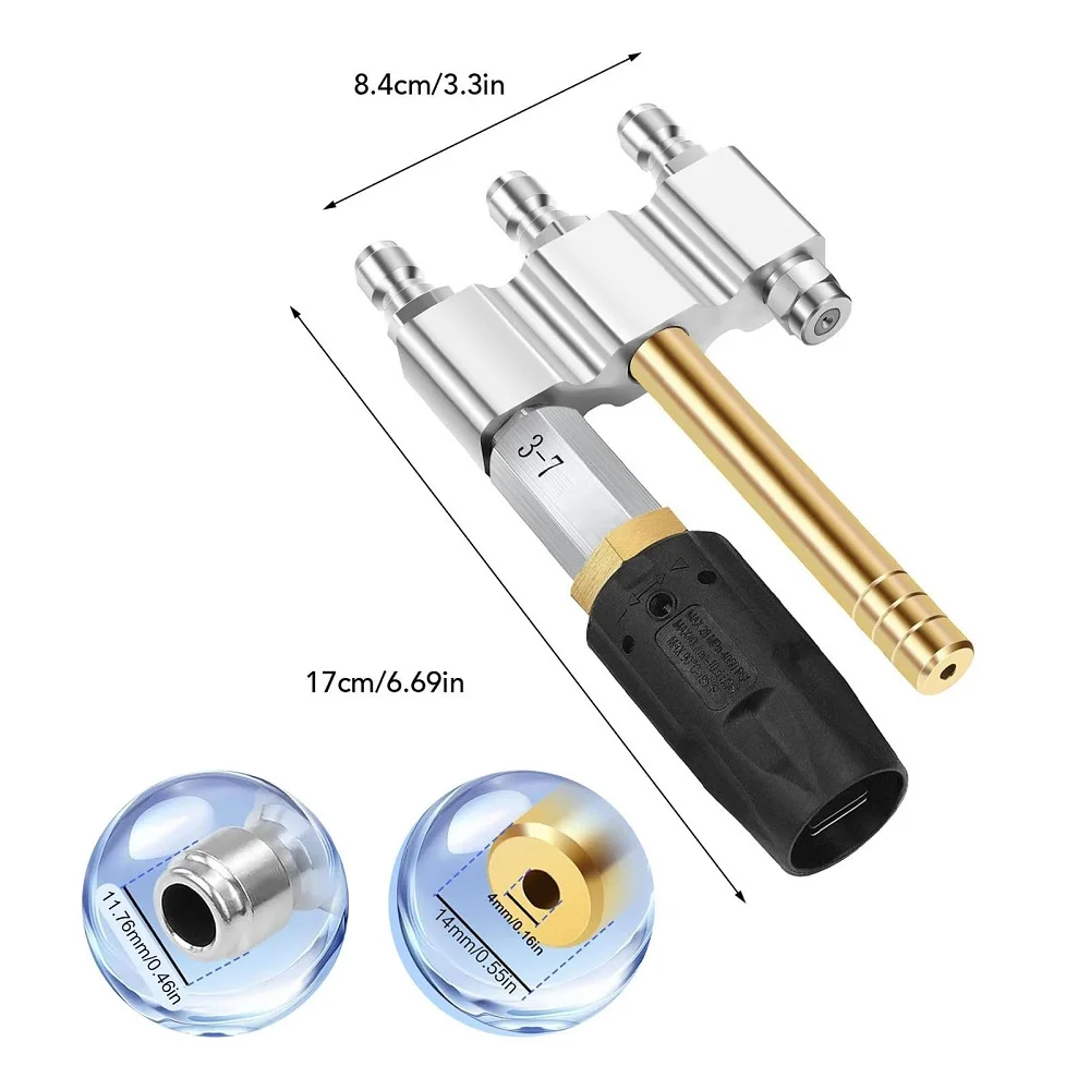 3-in-1 Adjustable Long Range Chemical Nozzle For High Pressure Washer Gun 1/4