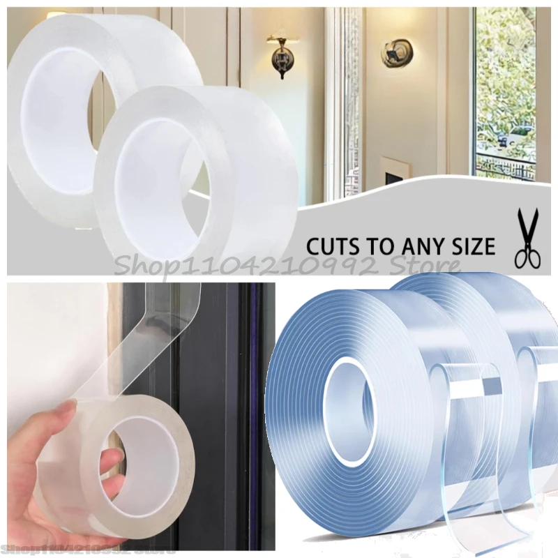 1/2/3/5M Nano Tape Tracsless Double Sided Tape Transparent No Trace Reusable Waterproof Adhesive Tape Cleanable Home